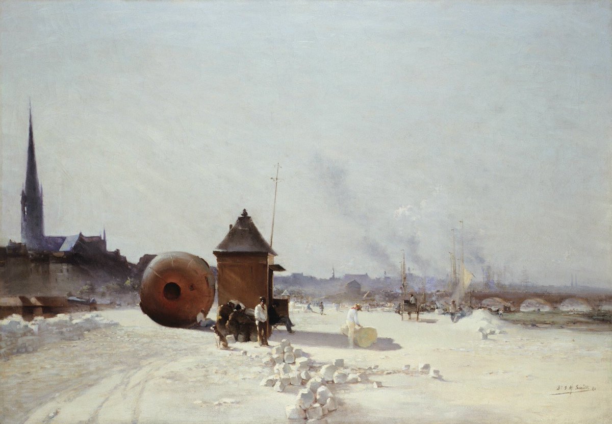 CAPCmusee's tweet photo. Ce matin arrive au #capc The Grave Docks d #AlfredSmith tableau de la #collection du @mbabx merci! https://t.co/MQbI37he88 #Bordeaux en 1884 https://t.co/KXXK6SpKay