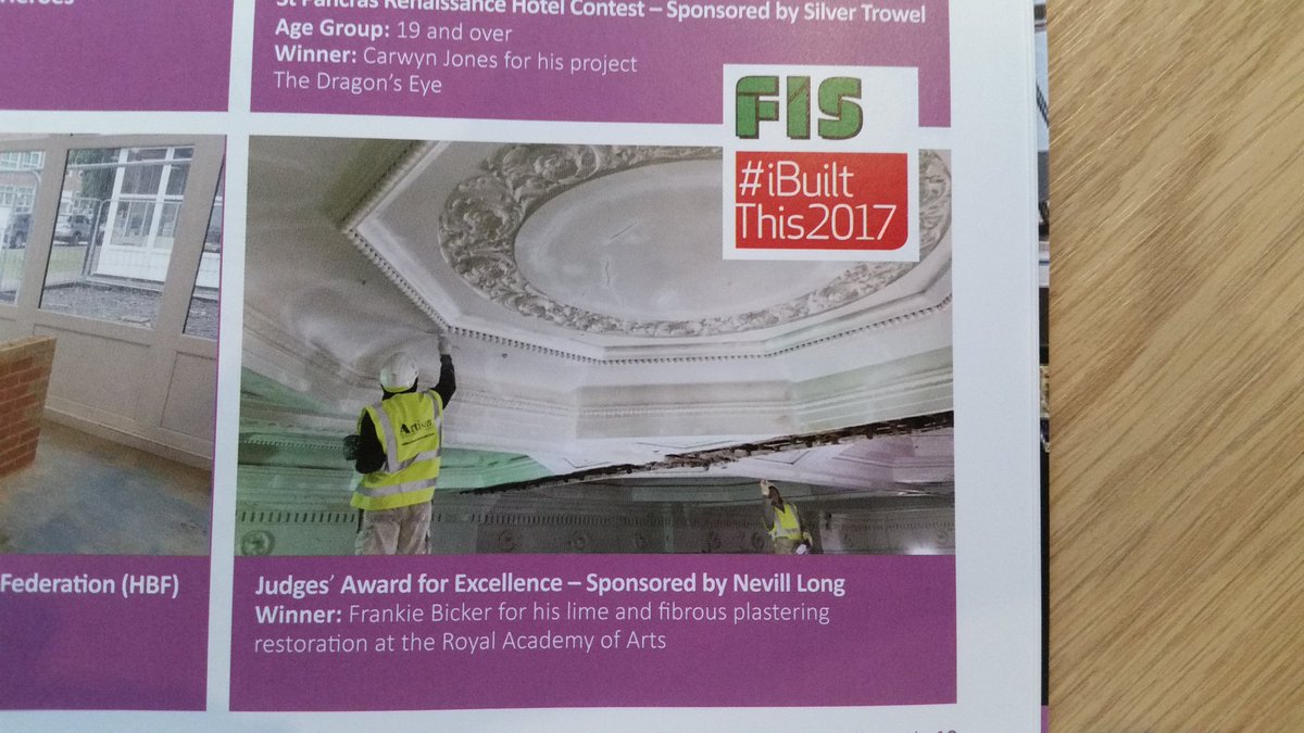 Artisan_Plaster's tweet photo. @FisSkills @fisorg great to see the winners featured in this month's Spec Finish #awards https://t.co/4tUoHUklYw