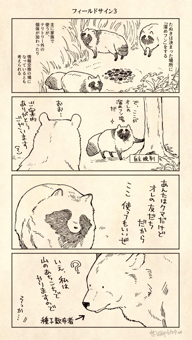 クマさんとたぬき。ケモノの照れ...(とは 