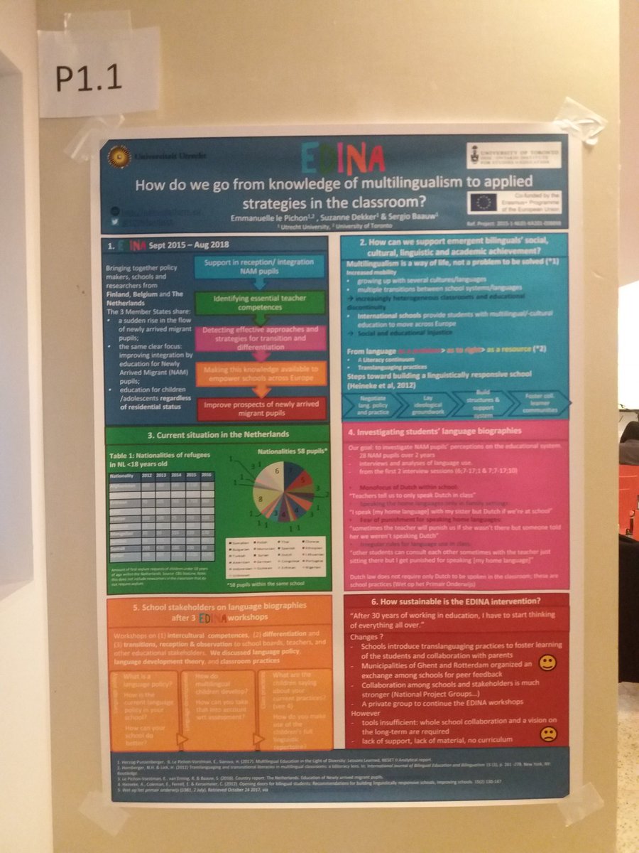 EDINAProject's tweet photo. We'll be presenting our poster on going from knowledge of #multilingualism to classroom strategies in the classroom in a minute #com2017 https://t.co/BlCYzPAYpY