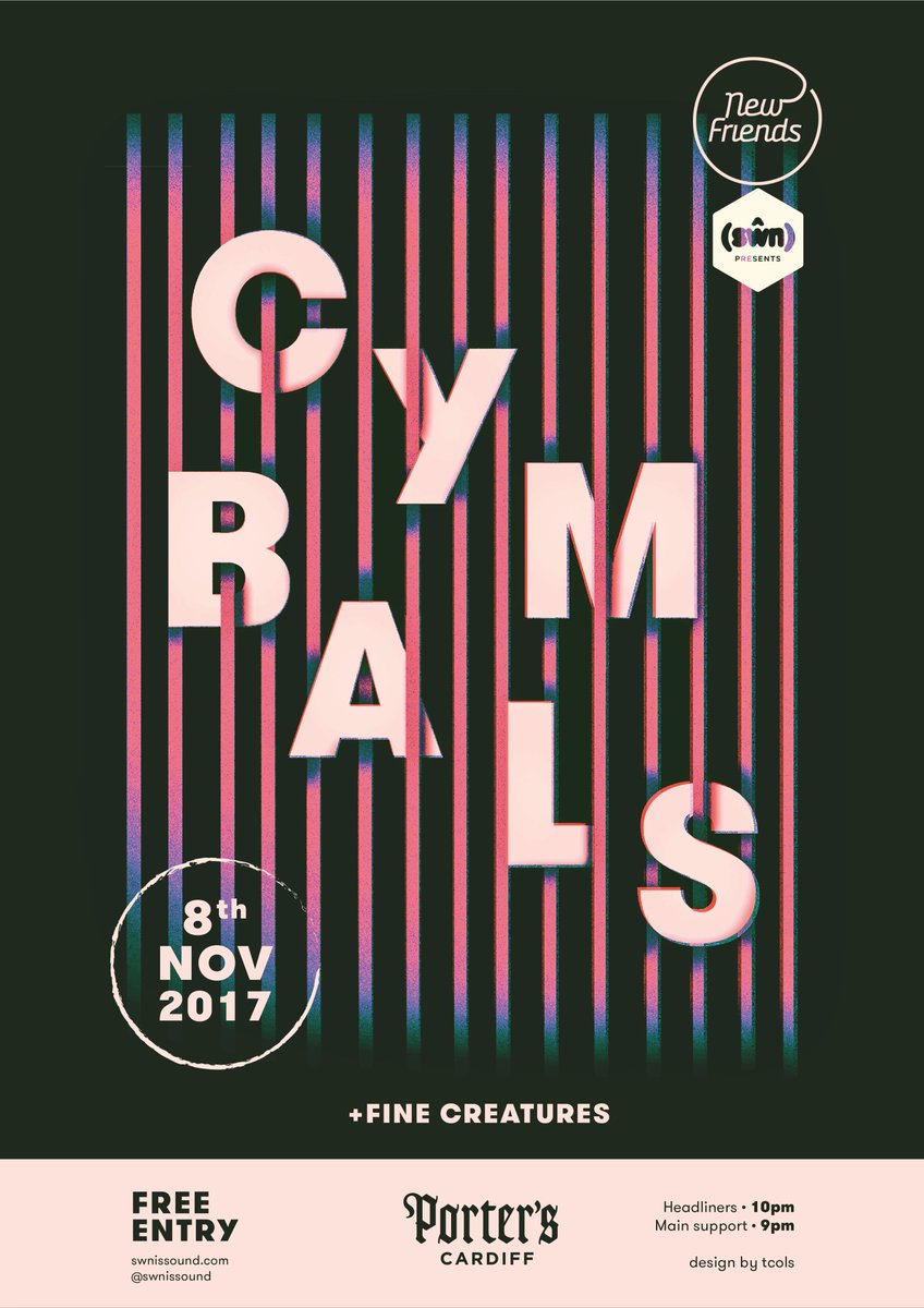 Looking for something to do this Weds? Well <a href="/CYMBALSmusic/">CYMBALS</a> + @fine_creatures are playing a free show at <a href="/Porterscardiff/">Porter’s Cardiff</a>! Music from 9pm!