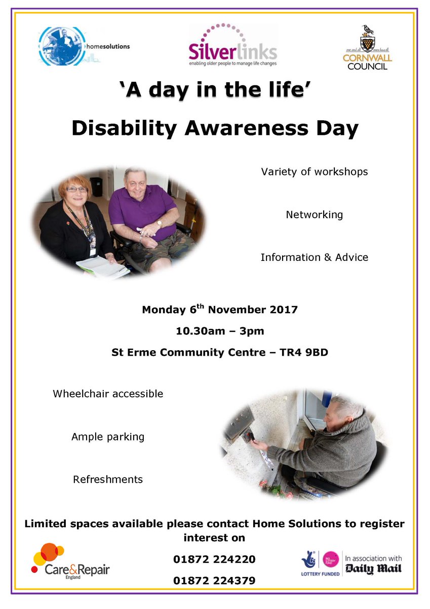 Cornwall Mobility (@cornwallmobilit) on Twitter photo Come and see us at the Disability Awareness Day at St Erme Community Centre today <a href="/CornwallCouncil/">@cornwallcouncil</a> <a href="/cr_england/">Care and Repair</a> #Disability #Awareness Come and see us at the Disability Awareness Day at St Erme Community Centre today <a href="/CornwallCouncil/">@cornwallcouncil</a> <a href="/cr_england/">Care and Repair</a> #Disability #Awareness