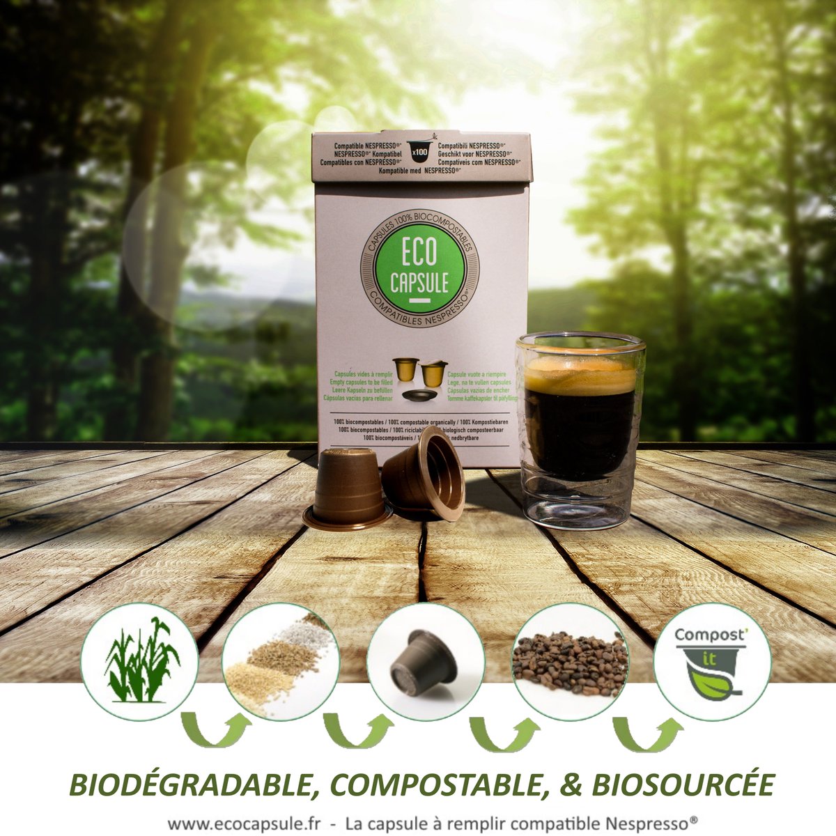 #ECOCAPSULE, capsule compatible Nespresso®, à remplir avec votre café ! #café #expresso #torréfacteur #biosourcé #biodegradable #compostable