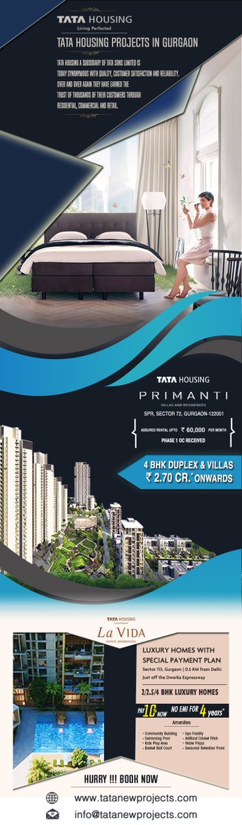 TATANewProjects's tweet photo. #TataHousingGurgaon brings you luxury homes in their #TataPrimanti and #TataLaVida. To know more, https://t.co/5One3WYIkC https://t.co/HD5himNizz