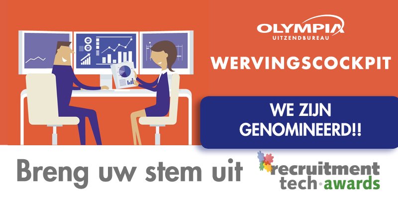 Olympia is met case 'iedereen e-recruiter' genomineerd voor de Recruitment Tech Award, stem ons naar de overwinning! bit.ly/1RYpJCz