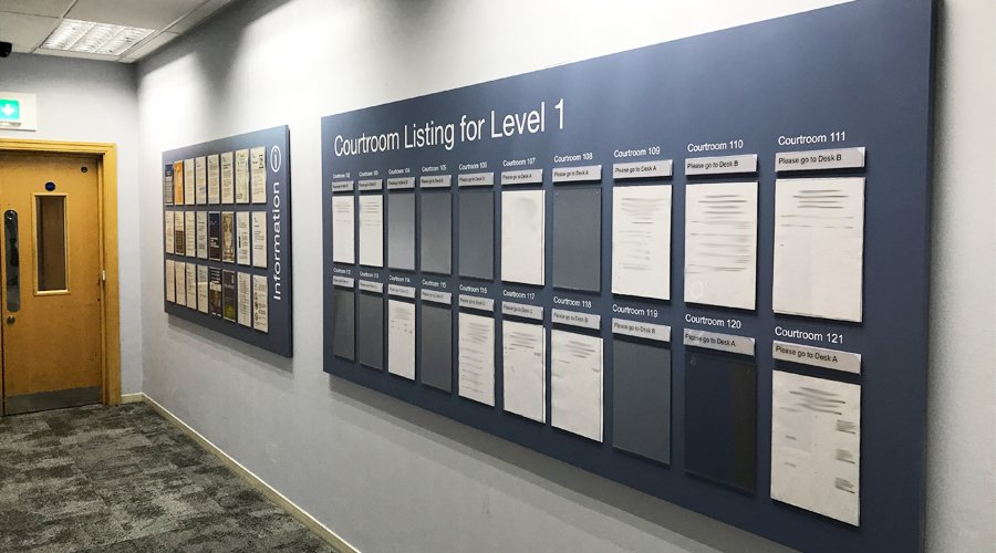 Space3Creative's tweet photo. We've recently been doing some signage in courts around the country. #Courtsignage #CourtCrest #SlatSignage #DirectorySignage https://t.co/XhNZbKzsLX