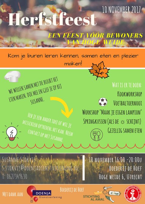 Heerlijk Herfstfeest <a href="/HogeWeide/">Sybille Prochaska</a> a.s. vrjdag 10 nov!! Kom je mee-dansen, -eten &amp; buren ontmoeten? 16-20 uur @BoerderijdeHoef <a href="/DOENJAutrecht/">DOENJA Utrecht</a>