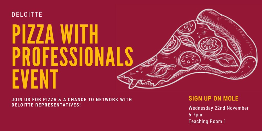USPPlacements's tweet photo. Don't forget to sign up to our Pizza with Professional Event with @DeloitteCareers ! The Sign up sheet can be found on MOLE! https://t.co/VNASr24kHG
