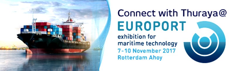 ThurayaTelecom's tweet photo. We're attending #Europort2017 with our partner #XtraLink. Connect with us to test our latest #MarineComms solutions. See you tomorrow :) https://t.co/VbgwkUbEL5