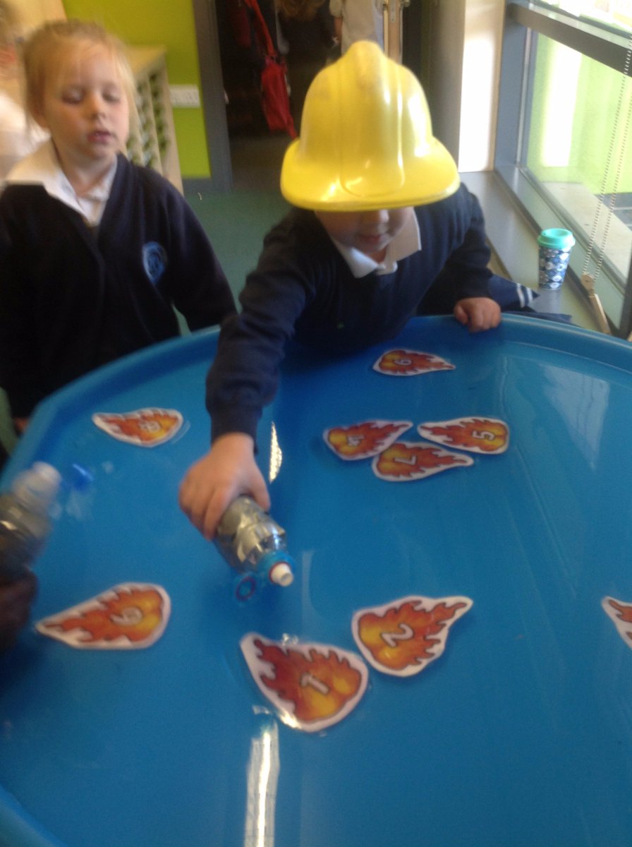 Fire! Fire! Pour on water! We have been adding and subtracting numbers to put out fires today. #megamaths