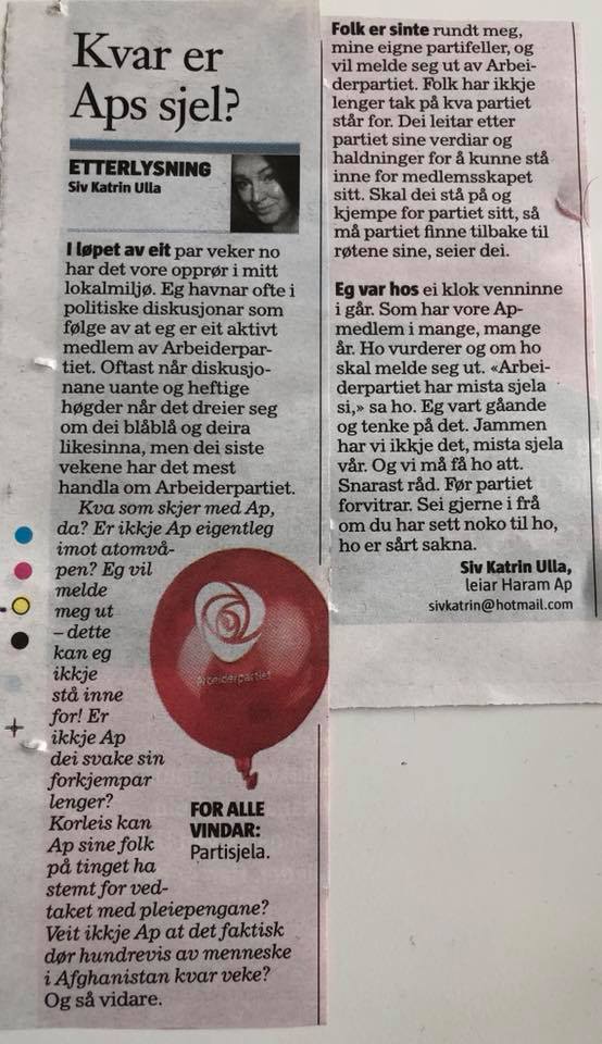 ETTERLYSNING.
Er det noen som har sett sjela til <a href="/Arbeiderpartiet/">Arbeiderpartiet</a> så vær så snill å si ifra!