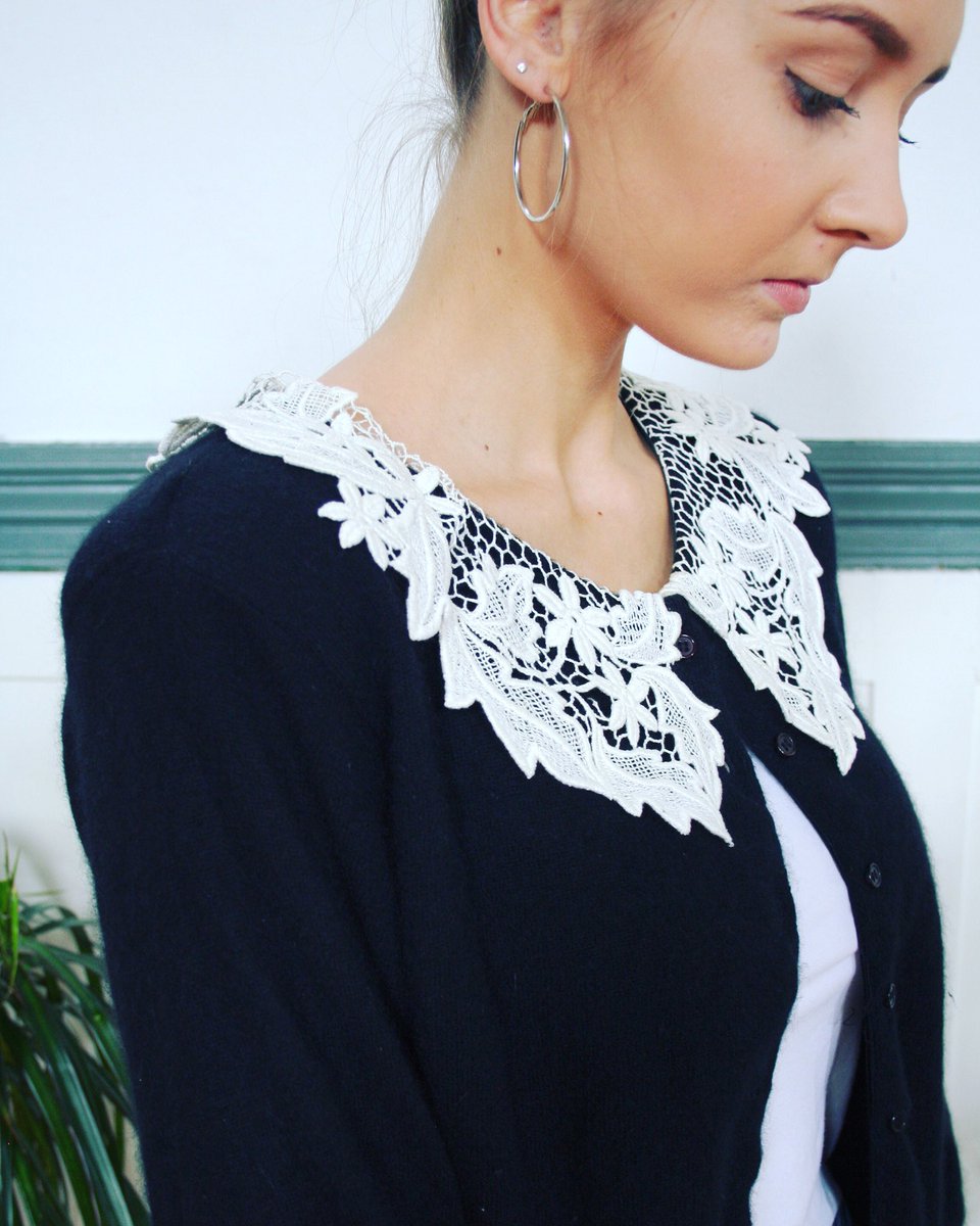 The cutest of collars 🖤🖤🖤 #vintage Laura Ashley cardigan and embroidered lacy collar in store now: bit.ly/2znB5zK #vintageclothing