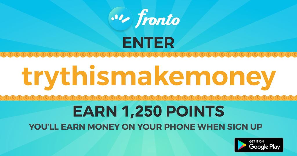Join Fronto to earn money on your phone. Enter 'trythismakemoney' to get a bonus 1,250 Points. app.adjust.com/xenp4i #rewardapp #makemoney