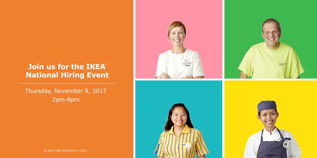 Join #IKEA in #College Park MD for our #HiringEvent on Nov. 9th from 2-8pm. #Coworker PT &amp; FT #jobs! APPLY TODAY bit.ly/2hvXyRw