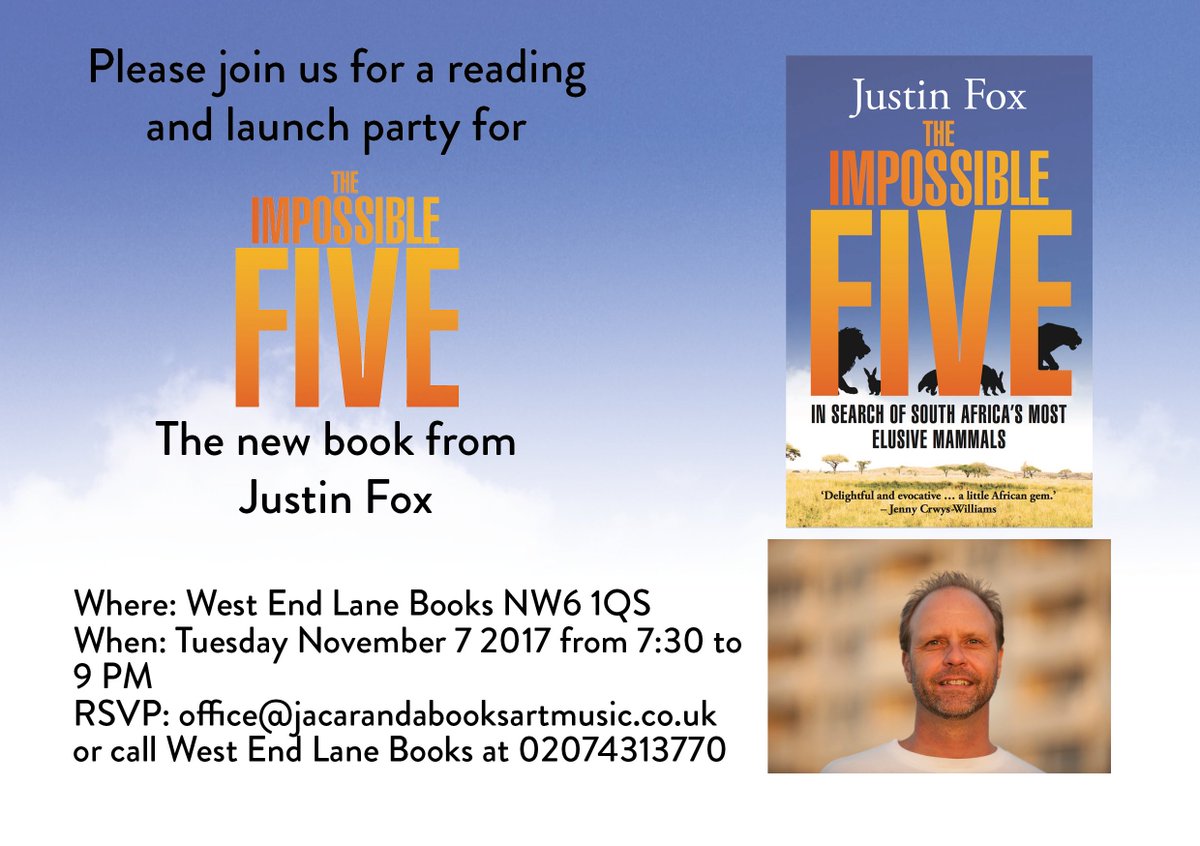 JacarandaBooks's tweet photo. Still time to get your FREE ticket for #TheImpossibleFive at @WELBooks tomorrow with travel writer @JustinFoxAfrica https://t.co/WyteGHWWJ1 https://t.co/H99oGQcEAB