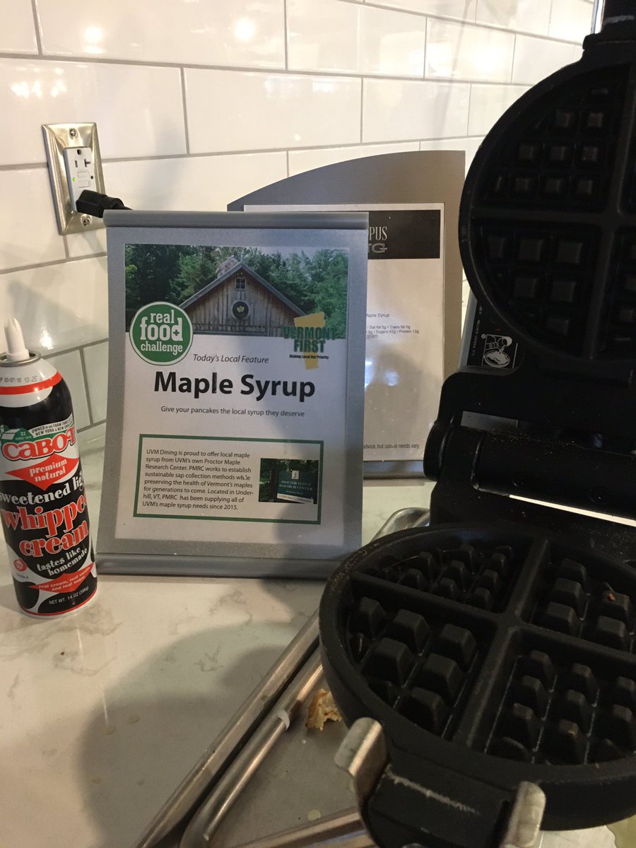 UVMDining's tweet photo. Need some #MondayMotivaton?! Stop by Central and make a waffle with #real Vermont maple syrup #vermontfirst https://t.co/VQTm2ubIe4