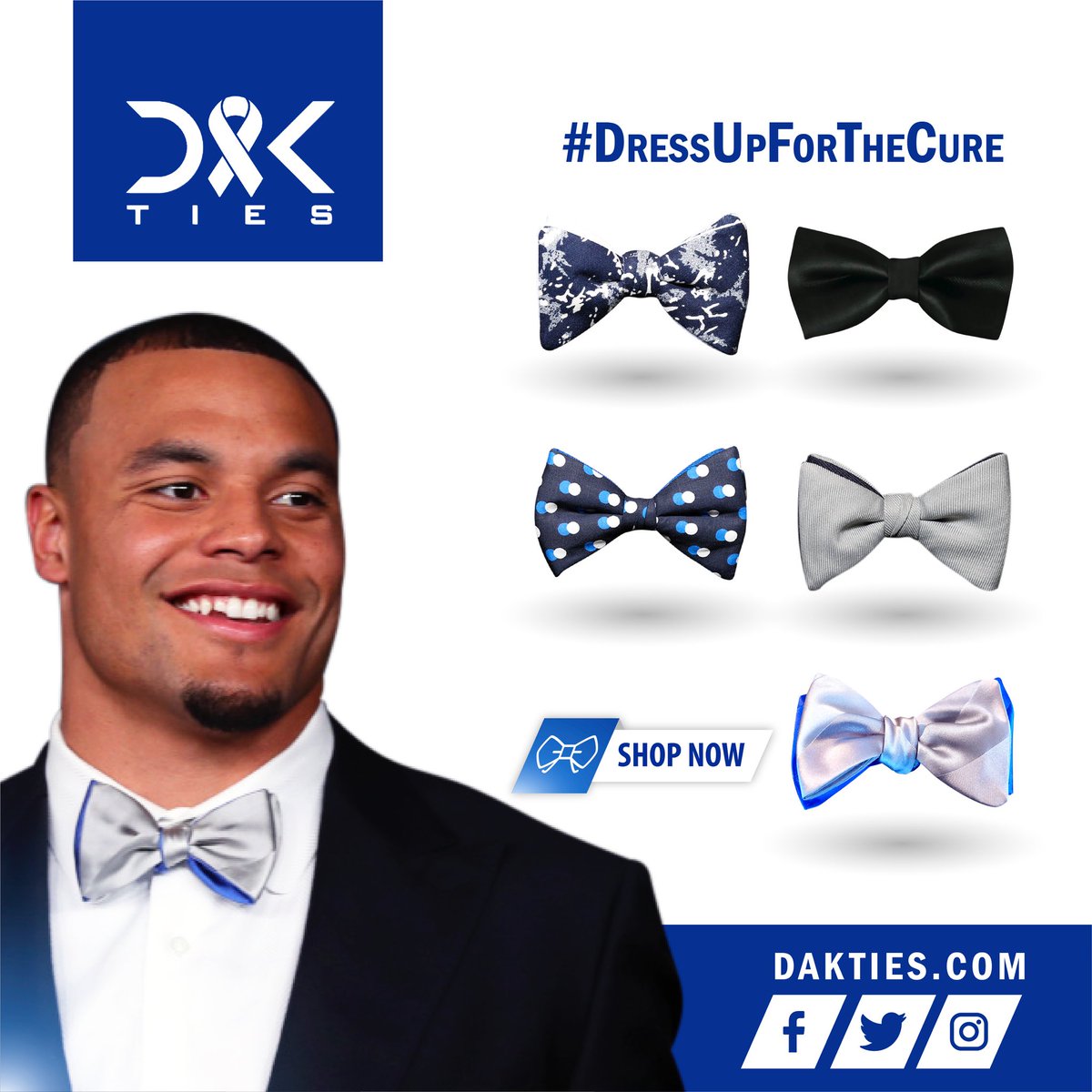 dak's tweet image. Join Me in the Fight Against Colon Cancer by Purchasing Your Tie Now at Dakties.com #DressUpForTheCure