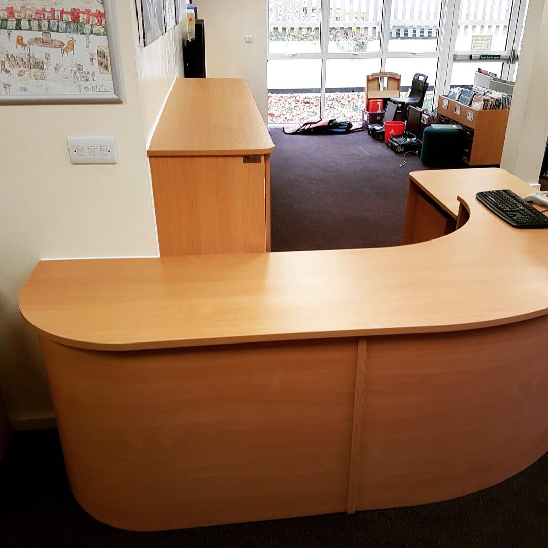 TopClassDesigns's tweet photo. A curved librarians desk and storage cupboards. #library #school #education #storage #desk #teachers #headteacher #design #cupboards https://t.co/6kt9HSV6nQ