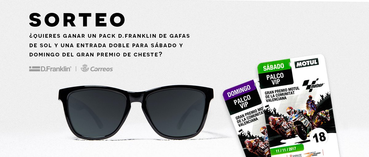 DFranklinOFCL's tweet photo. ⚫ SORTEO Palco VIP Cheste 🎫
 D.Franklin x @Correos ⚫
▪ Haz RT 
▪ Tuitea por qué mereces ganar utilizando el hashtag #DFranklinxCorreos https://t.co/BCm6047wsc