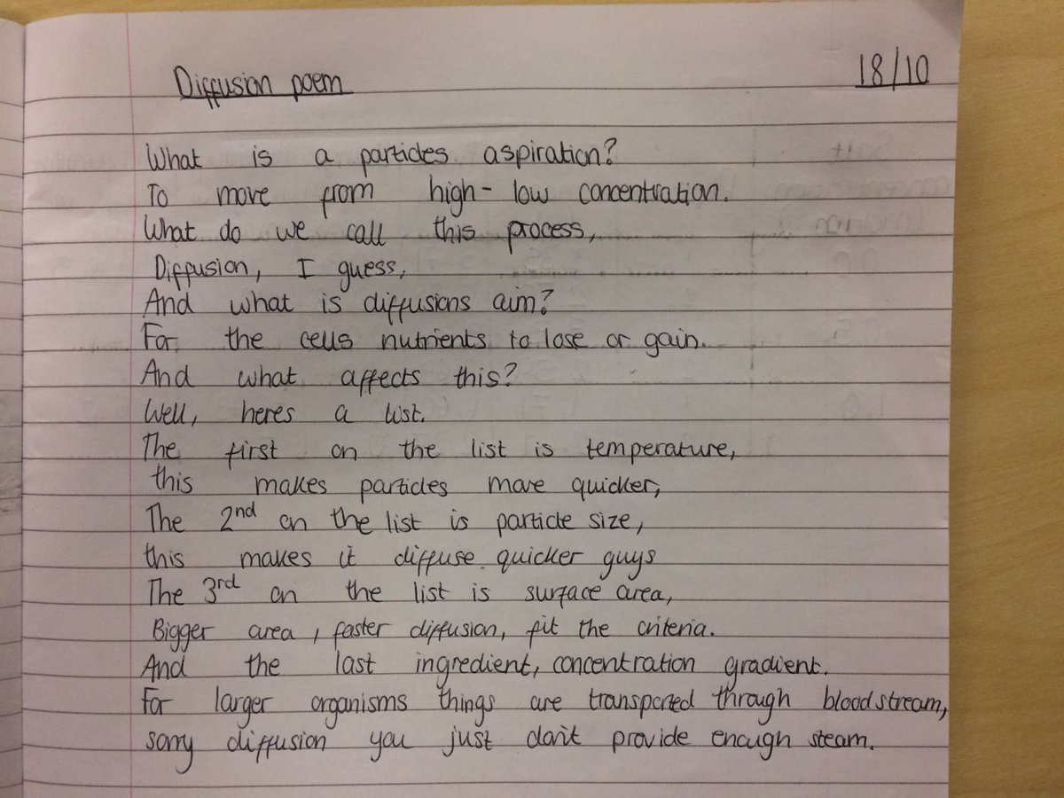 Mrs_K_Coe's tweet image. My L5th wrote some brilliant Diffusion poems for homework #creativityinscience
