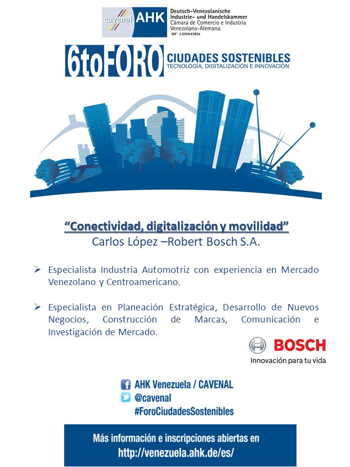 ahkvenezuela's tweet photo. #ForoCiudadesSostenibles #Cavenal @BoschGlobal @WayraVE @CCSen365 @CVConstruccion @nanotec_s @fmoral1959 @dawereoficial @gudblank https://t.co/vHbHJuXiZs