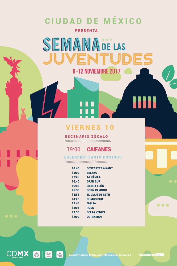masdemexico's tweet photo. #SemanaDeLasJuventudes 🤟😝 ¿Está tu banda favorita? Para checar el calendario de actividades culturales en nuestro Facebook #FelizLunes https://t.co/dePtpRLrli