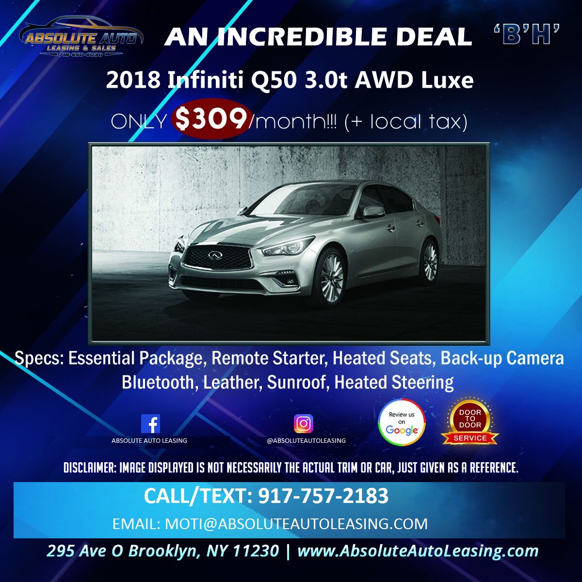 AbsoluteAutoHQ's tweet image. 2018 INFINITI Q50 3.0 AWD WITH NAV ONLY $309 A MONTH