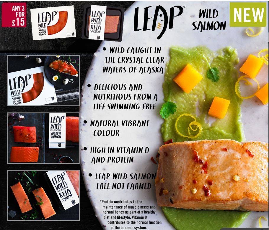 Leap Wild Salmon is now available at 3 for £15 across the range only in <a href="/Ocado/">Ocado</a> 
#FreeNotFarmed #GoWild #WildSalmon #Alaska #Leap #Salmon