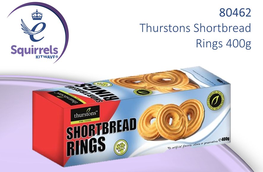 SquirrelsUk's tweet photo. Thurstons Shortbread Rings 400g are now back in stock. Make sure to add them to your online orders! @ThurstonsUK https://t.co/3ogEO9mR6e