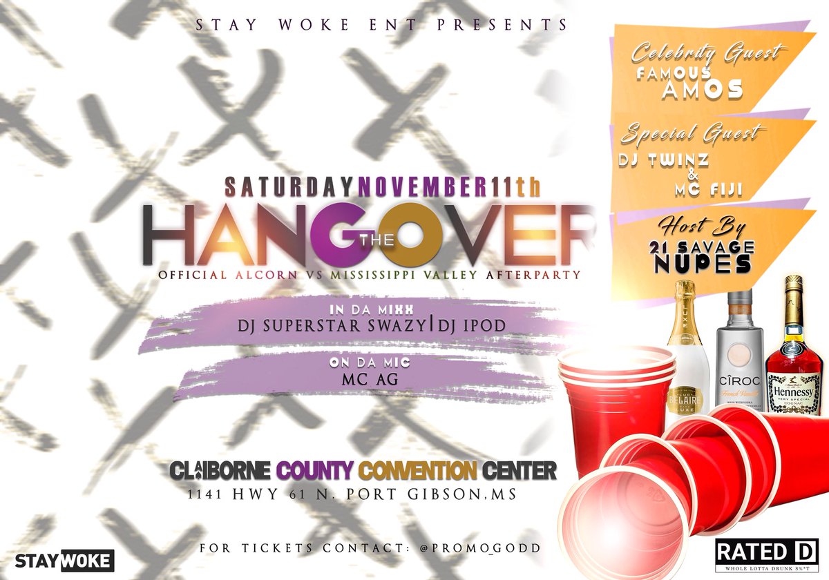 SuperStarSwazy's tweet photo. S T A Y 😎 W O K E ™🔥 11•11•17 #SaveThatDate THIS SATURDAY Alcorn Vs Mississippi Valley AFTERPARTY ...!!! #TheHangOver🥃🍻🍺🍾 @SuperStarSwazy https://t.co/NrCMbrvYW0