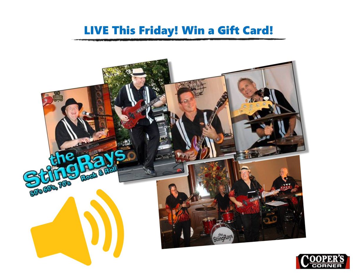 CoopersCornerwf's tweet photo. Win a #giftcard to see #TheStingRays LIVE at #CoopersCorner in #Winfield this Friday Night! https://t.co/ZZhWSfHNSt https://t.co/yAV68eSKrM
