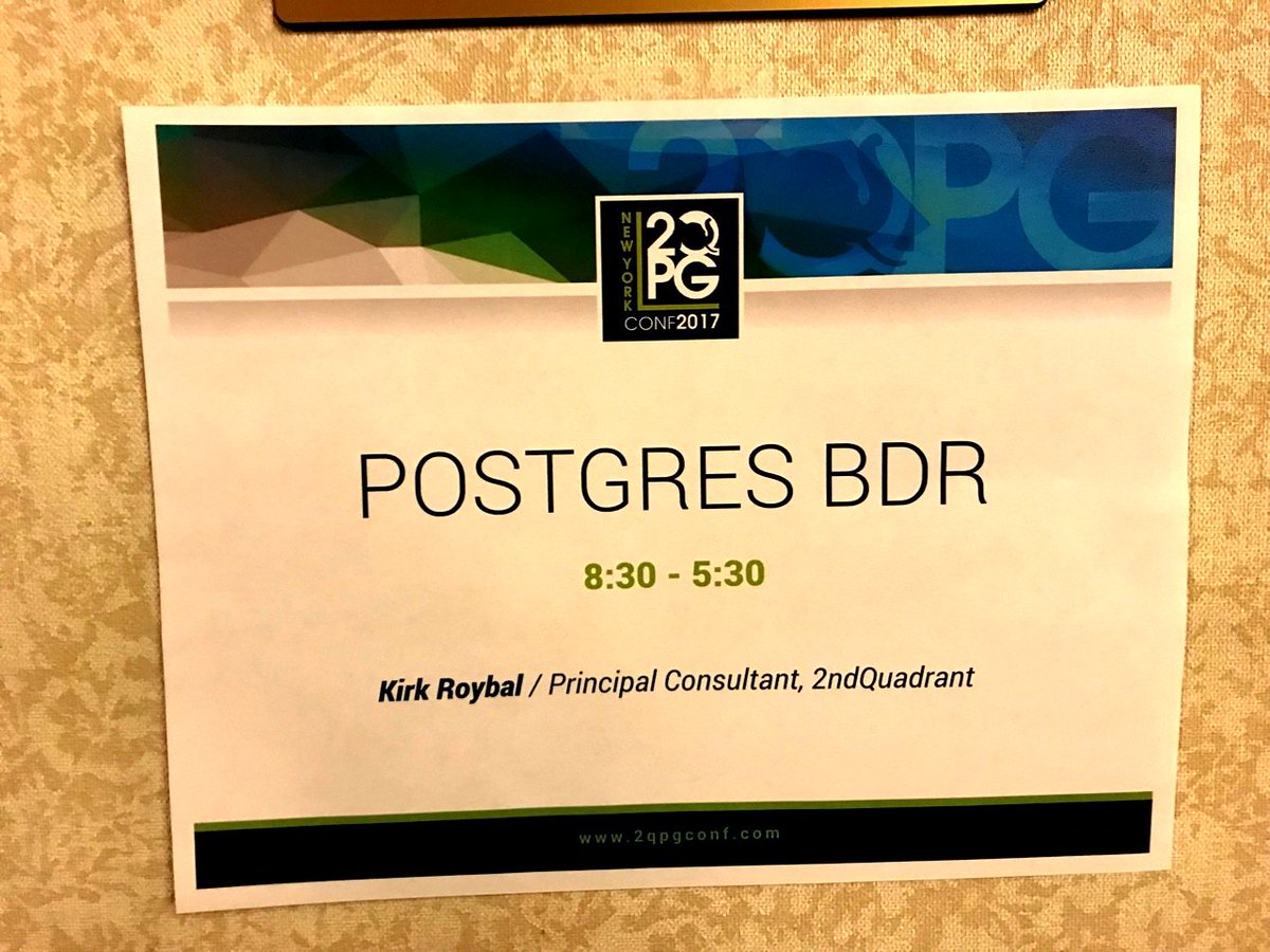 2Q_PGConf's tweet photo. #PostgresBDR training by Kirk Roybal happening right now in #NYC!
#2Q_PGConf https://t.co/0tAC9keKAX