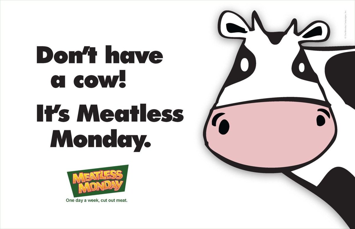 MeatlessMonday's tweet photo. Don't have a cow! It's #MeatlessMonday. https://t.co/vagb1yD7WM