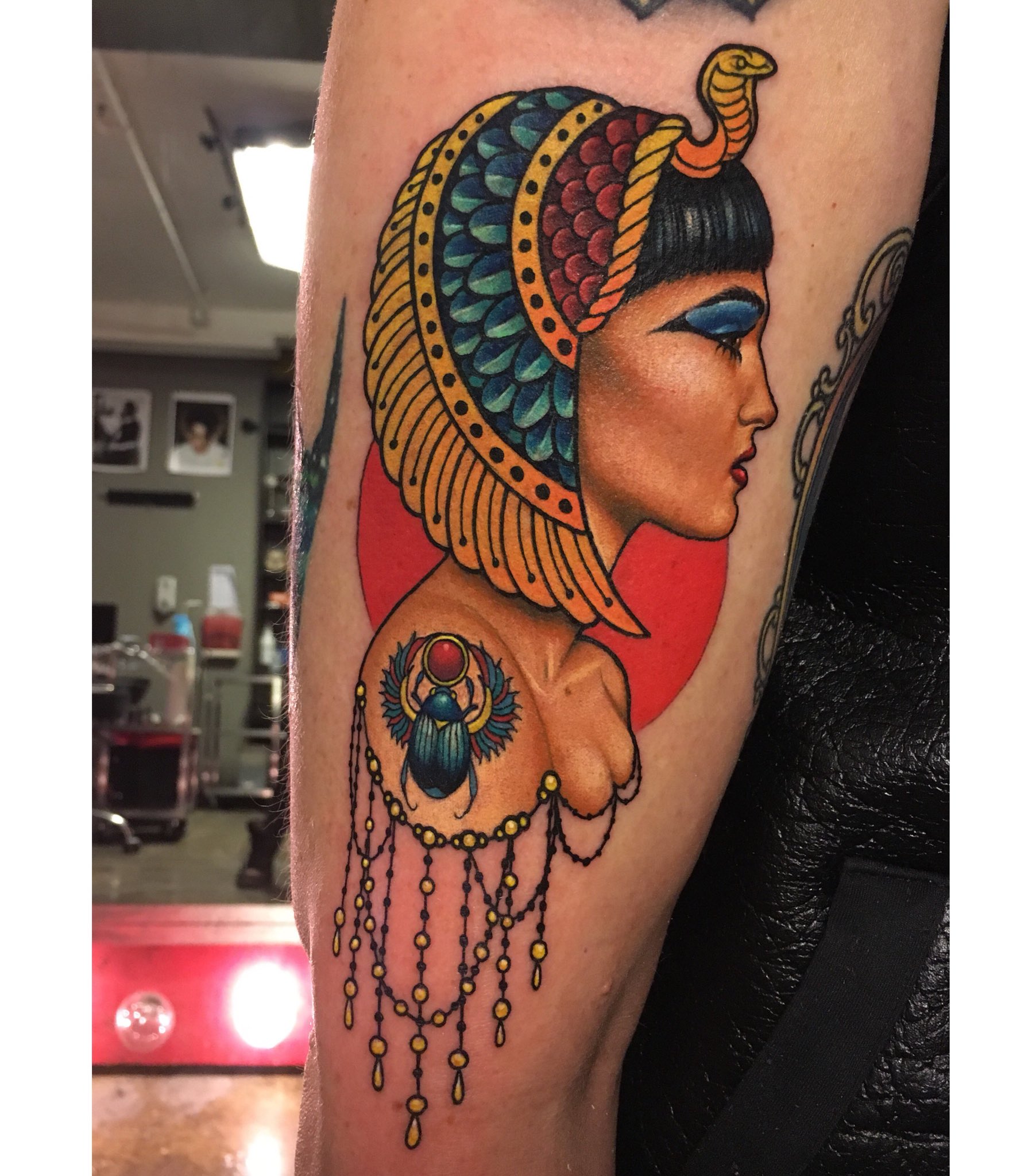 Absolutely loved doing this Egyptian goddess!🖤☀️🌿thank you Emma!  @anonymousduck100 • • • #tattoo #forarmtattoo #egyptian... | Instagram