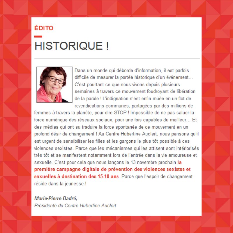Nouvelle #Cybertine ! <a href="/mpbadre/">MariePierre Badre 77</a> revient sur le mouvement historique contre les violences sexuelles faites aux femmes: bit.ly/2yalfFj
