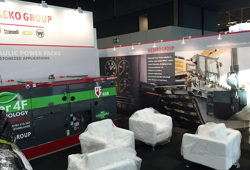 Dieseko booth 4011 at Europort 2017, one day before opening... Tue till Fri #Dieseko Group and #Bell Dredging would like to welcome you!