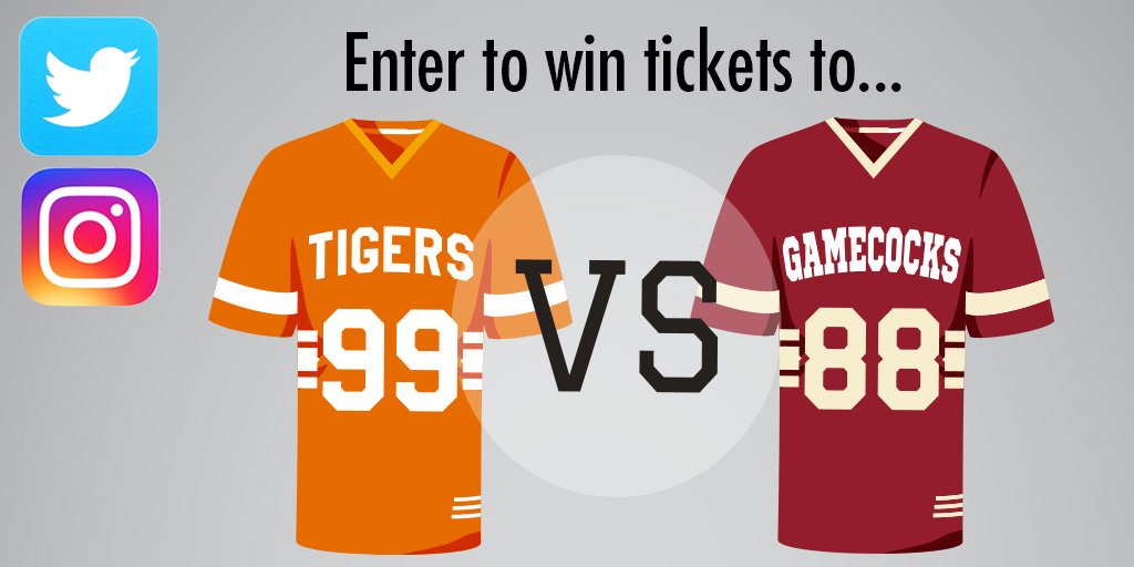 sclottery's tweet photo. Win 2 tickets to the Clemson vs. South Carolina game on Nov. 25. RT and FOLLOW @sclottery to enter! https://t.co/aGUrdCT0fY