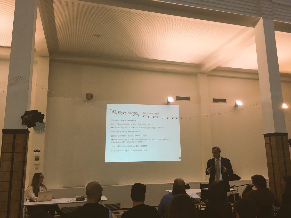 CarolineCalomme's tweet image. Big fan of the choice of topic by @bakermckenzie: #connected #cars as concrete example of privacy by design challenge #pbdlab