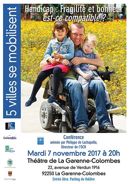 Lagarenne's tweet photo. RDV demain à 20h au Théâtre pour la conférence "Handicap : Fragilité et bonheur, est-ce compatible ?" Entrée libre #lagarennecolombes https://t.co/yzfsI2gQ8h