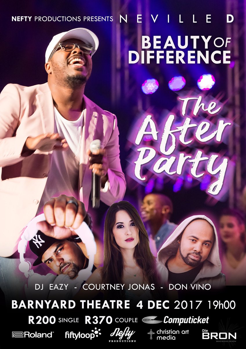 NevilleDMusic's tweet photo. Tickets for the #BeautyOfDifference #TheAfterParty now available at Computicket. https://t.co/Ri3xH1F6nA