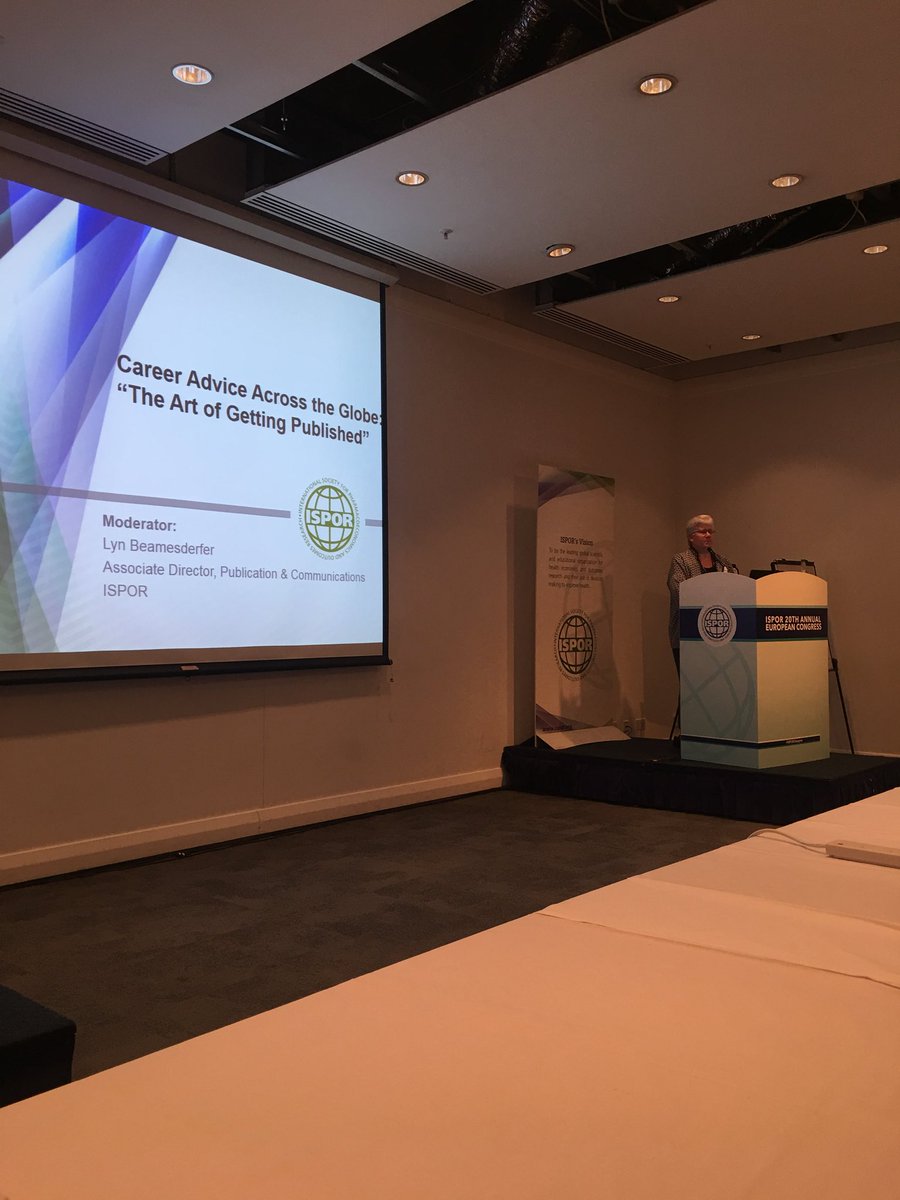 ISPORorg's tweet photo. @lyn12b speaks during Career Advice Across The Globe about publishing opportunities available with ISPOR. #ISPORGlasgow #ISPORnp https://t.co/8xPLwqnRYN