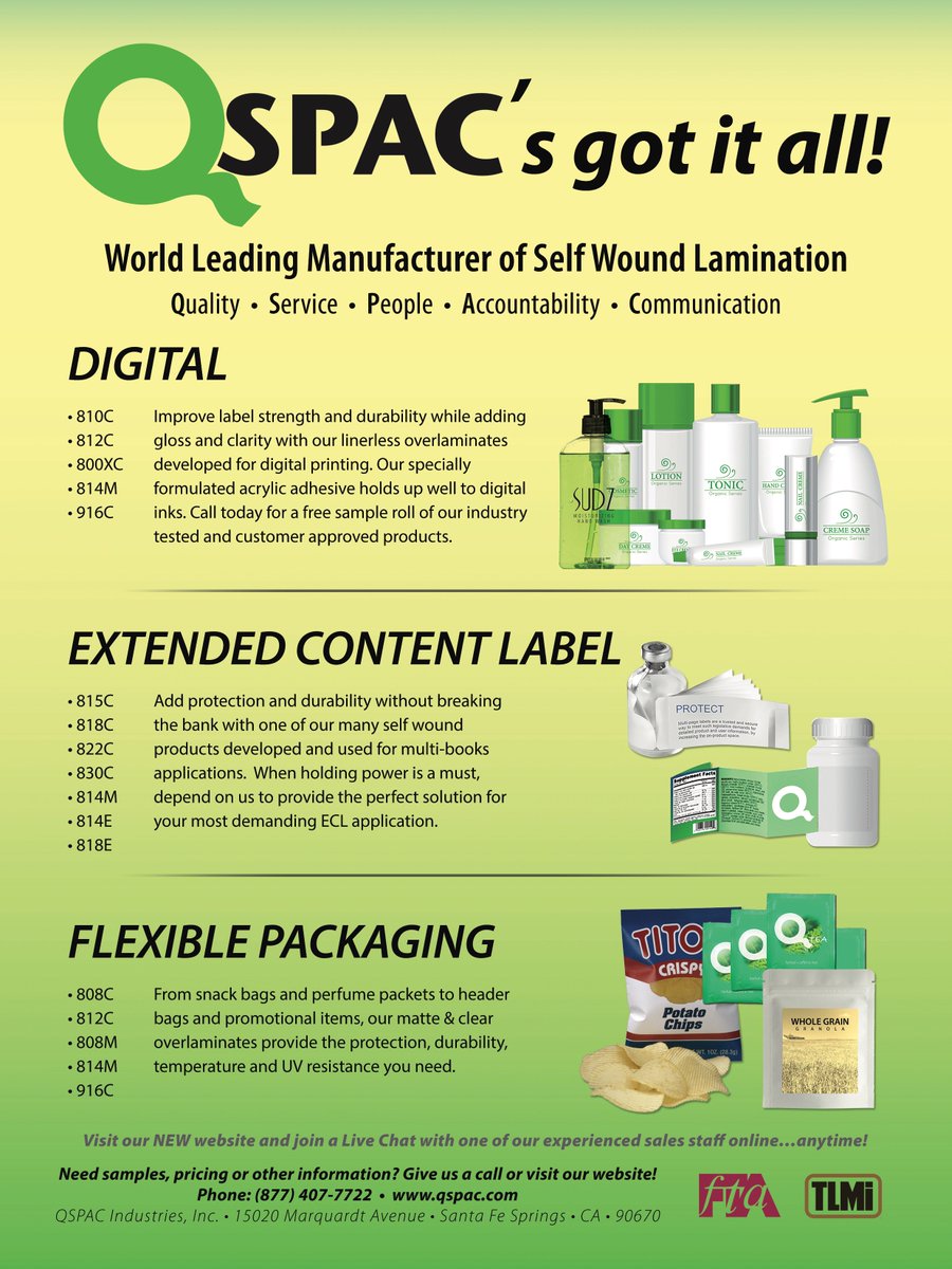 QSPACmedia's tweet photo. Check out our latest ad in the @LabelAndNarrow and @FlexTechAssn magazines! #overlamination #labels #digital #flexo https://t.co/m5Xwaadmqc