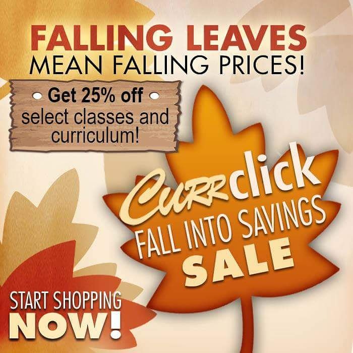 CurrClick's tweet photo. Our Fall Into Savings Sale is going on now!  Get 25% off selected classes and curriculum. https://t.co/m1IzN9Eie9 https://t.co/9Nte4VB4m3