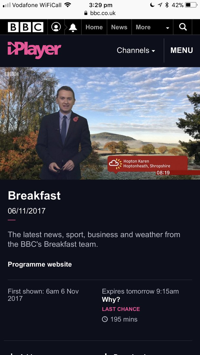 TheBandBAcademy's tweet photo. That’s my photo on BBC Breakfast 😊I’m always chuffed to get on the TV - thank you @MetMattTaylor Stunning morning 🍂🍁 https://t.co/LbdSAflh2p