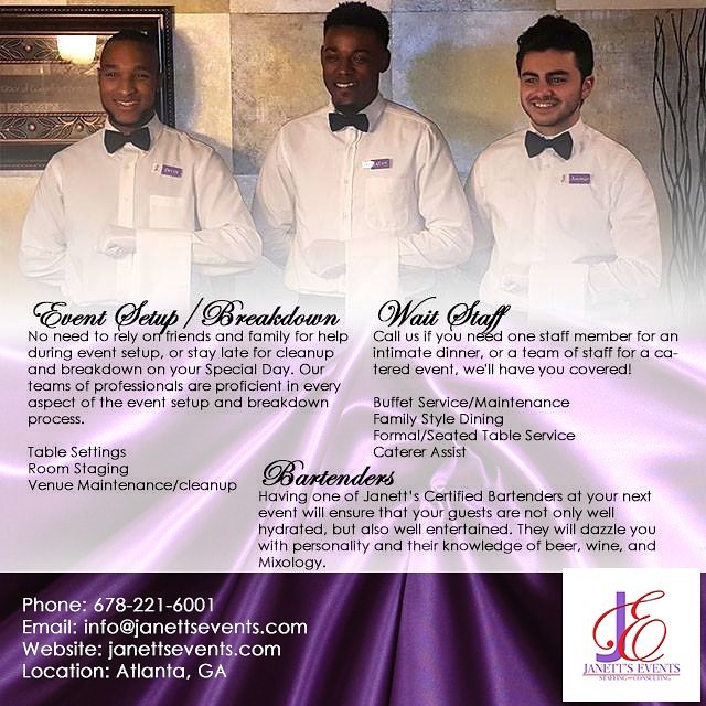 Janetts_Events's tweet image. Event Staff: Kitchen, Servers, Bartenders and more!
#HolidayParty #Celebrate #Events #Atlantastaffing
 #Atlanteventstaff #Atlantwaitstaff.