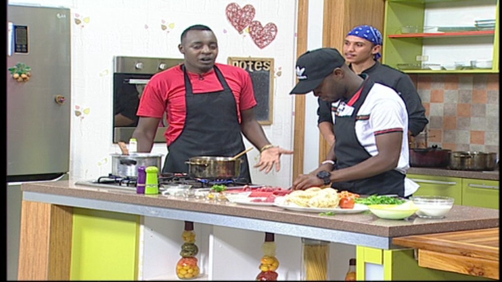 EbruTVKenya's tweet photo. A few minutes left to the end of the cook-off. @memzvdj  &amp; @deejay_justin2 feeling the pressure. Who will win the cook-off? #EbruHotPlate https://t.co/krWNhHkZ69