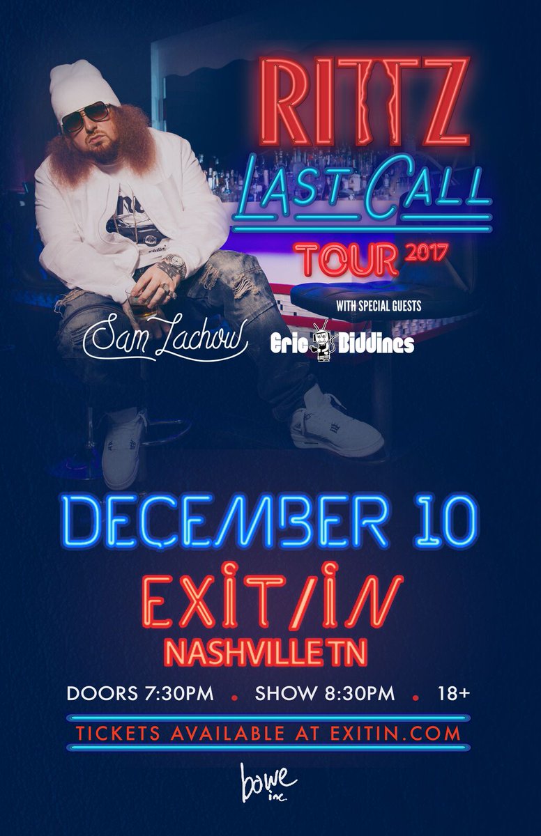 IUMPromo's tweet photo. Rittz is stopping through #Nashville on his Last Call Tour 12/10 who needs tickets? 
https://t.co/kDLWGCBjyk https://t.co/SzXGbd15BU