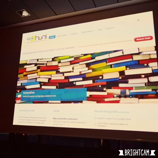 caissarl's tweet photo. introducing HuNI aiming to make australia's wealth of cultural resources more accesible + connected @pwlarthur #bd2017 https://t.co/vua49BVXQ3