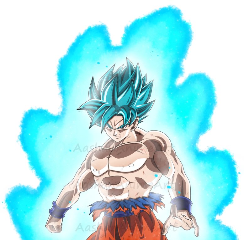 Goku Super Saiyan Blue Injured Mixed Gi By Aashananimeart - Goku