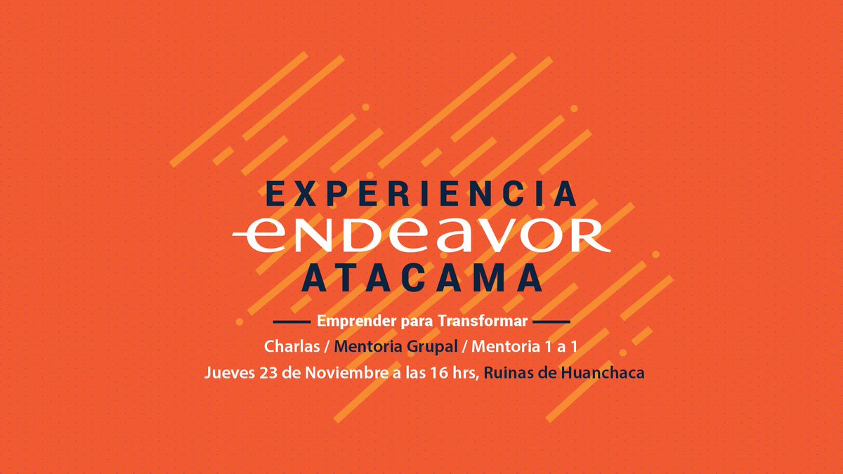 ¿Tu emprendimiento necesita un impulso para crecer? Participa en #ExperienciaEndeavorAtacama e inspírate para impactar! goo.gl/rdCQ3Y
#endeavorchile #corfo #usqai #espacioatacama
